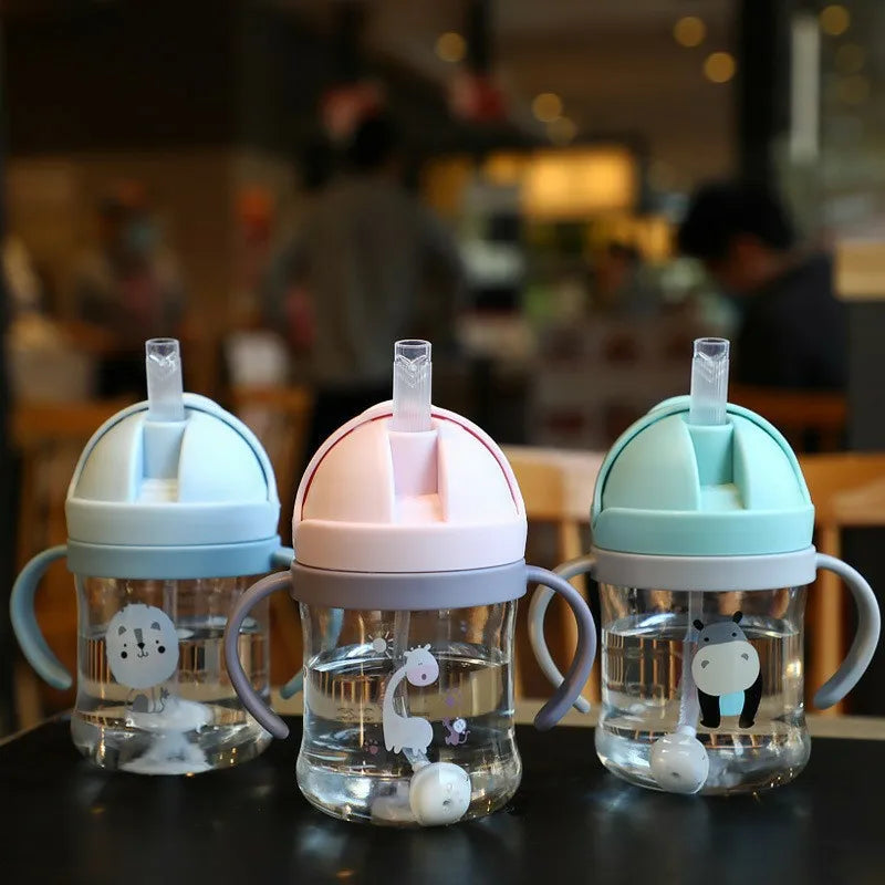 Gobelet avec Bouchon et Paille et Anses - 250 ml - motif animal