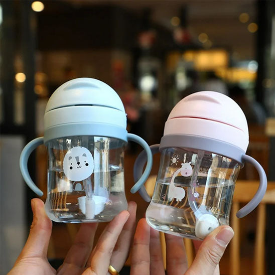 Gobelet avec Bouchon et Paille et Anses - 250 ml - motif animal
