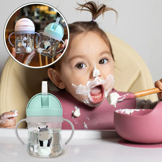 Gobelet avec Bouchon et Paille et Anses - 250 ml - motif animal