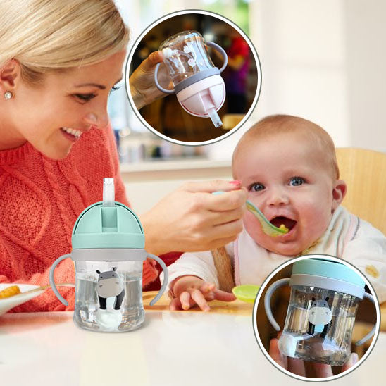 Gobelet avec Bouchon et Paille et Anses - 250 ml - motif animal